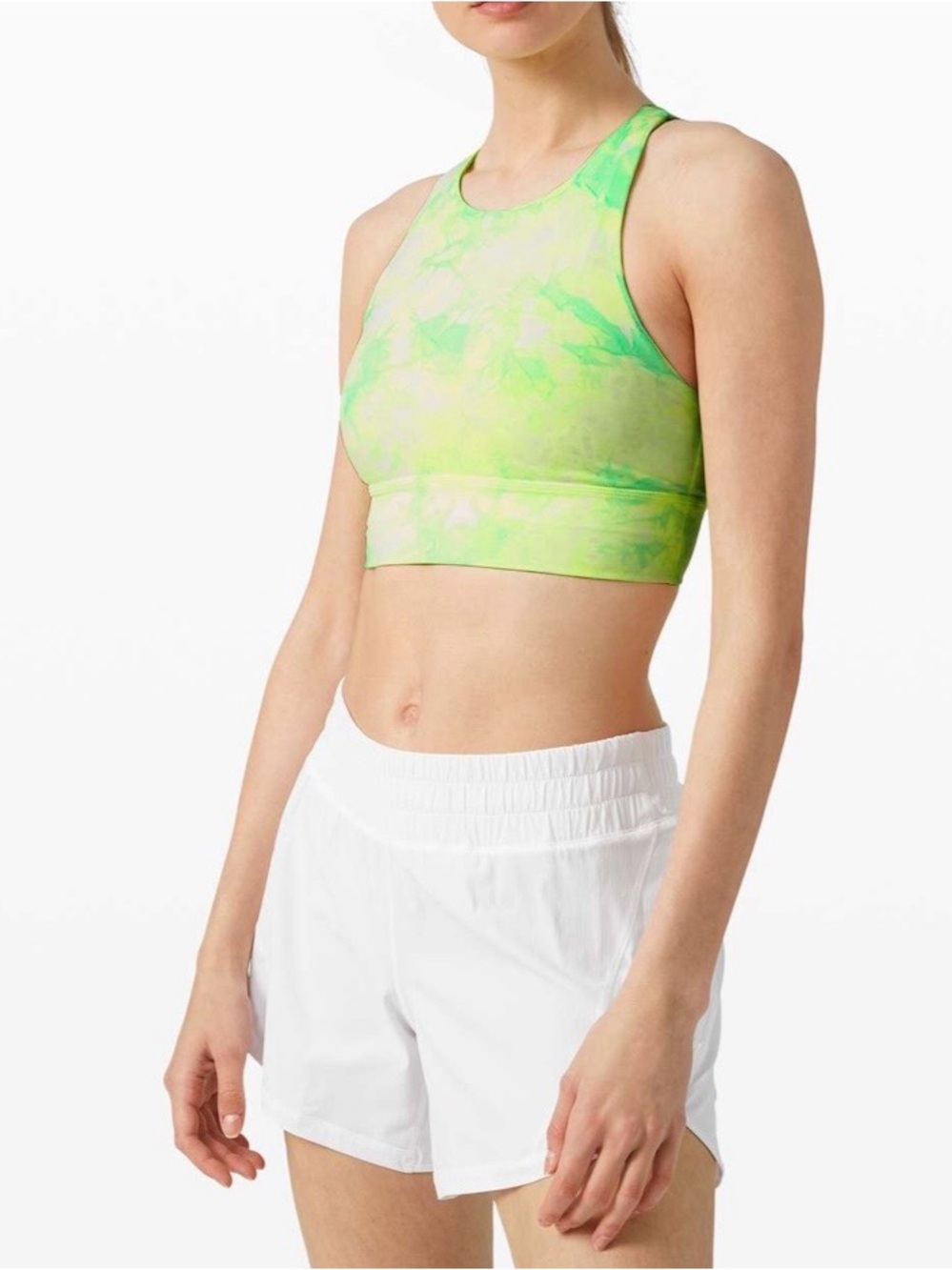 Lululemon Energy Bra High Neck Long Line Green Tie Dye Size 4